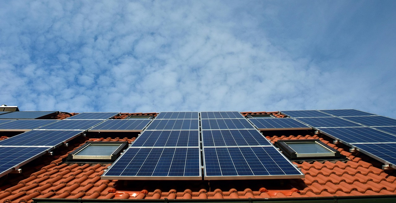solar system, roof, power generation, solar power, solar cells, energy, electricity, house, solar energy, solar panel, energy transition, blue, renewable, housetop, technology, environmentally friendly, electricity generation, heaven, clouds, nature, sun, roof tiles, roof panels